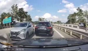 Pemandu Myvi Lawan Arus di Lebuhraya PLUS