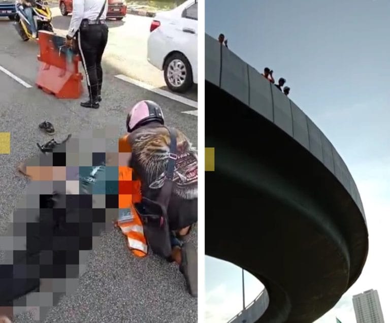 Penunggang Motosikal Maut, Tercampak 30 Meter Dari Jejantas