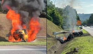 Seorang Pemandu Lamborghini Maut Terbakar