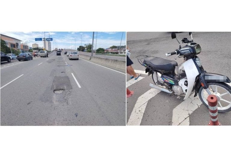 Penunggang Motosikal Maut Terlanggar Lubang Jalan Rosak