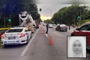 Wanita Maut Digilis Lori Simen Ketika Berhenti di Lampu Isyarat, Dipercayai Alami Masalah Brek