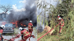 19 Kambing Terbakar, Empat Kenderaan Musnah Dalam Kebakaran