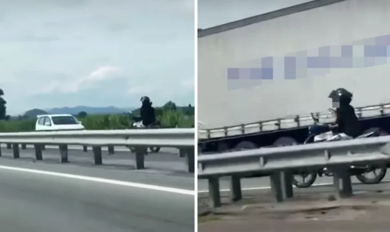 Remaja Perempuan Tunggang Motosikal Lawan Arus Serah Diri kepada Polis
