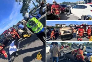 Rempuh Dua Kenderaan, Lelaki Cedera Lepas Kereta Terbabas