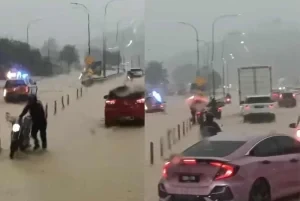 Lebuh Raya PLUS di Nilai Banjir Kilat: Ratusan Pemandu Berbuka Dalam Kereta