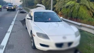 Penunggang Maut Langgar Mazda RX-8 Di Lorong Kecemasan Lebuhraya Elite