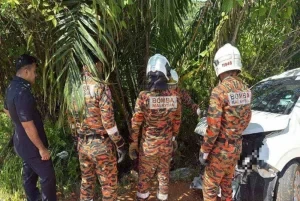 Lelaki Maut Tercampak Keluar Kereta, Ditemui Tersangkut di Pokok Kelapa Sawit