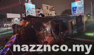 Toyota Alphard Terbabas Di Bulatan Malim Jaya, Pemandu Cedera Dalam Nahas Awal Pagi